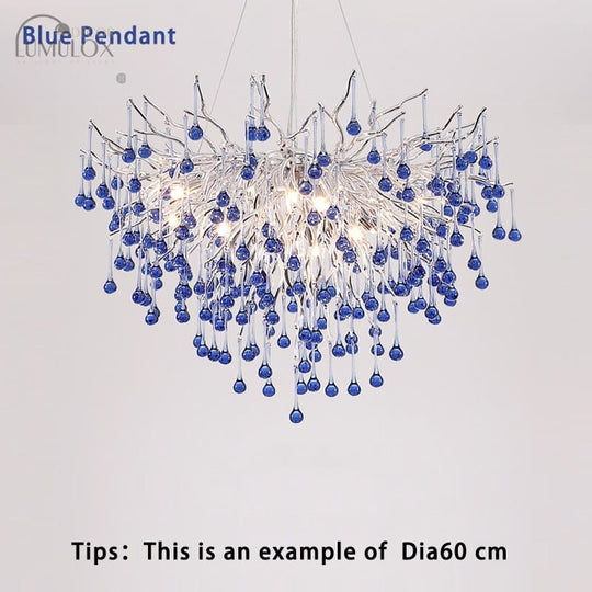 Creative Tree Branch LED Chandelier – Lovely Pink &amp; Blue Pendant Light for Bedrooms