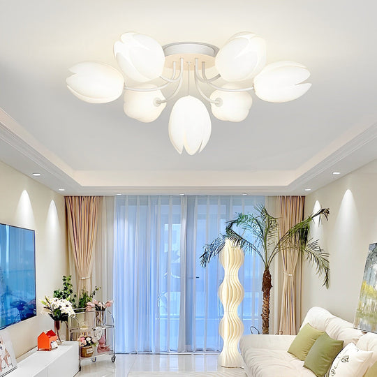 Tulips Flowers G9 14W White Minimalist Ceiling Light Chandelier