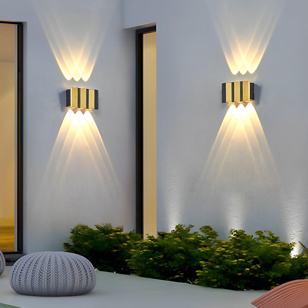 Black &amp; Gold Aluminum LED Outdoor Up Down Wall Light