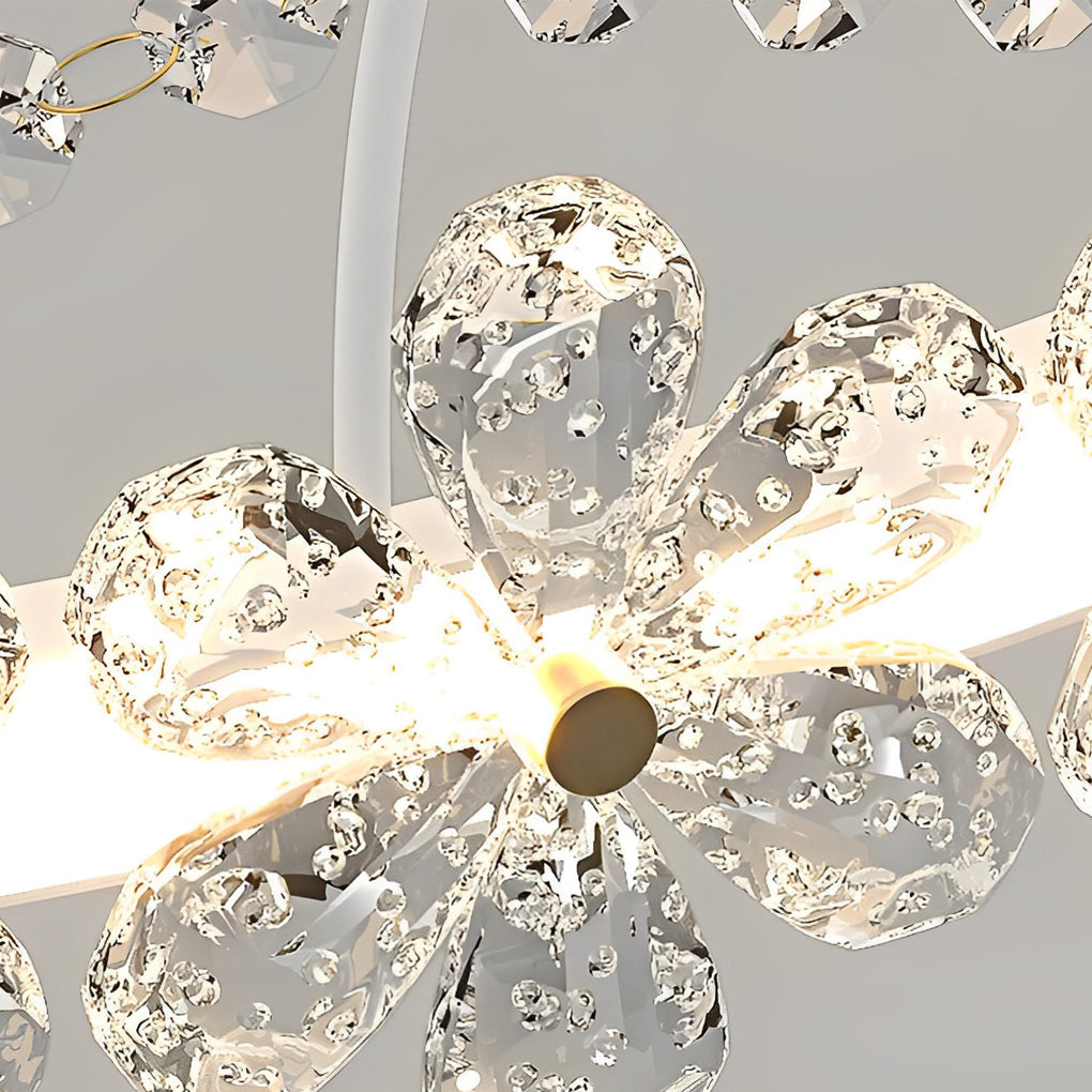 Flower Decor Crowns Crystal Glass Three-Step Dimming Nordic Chandelier