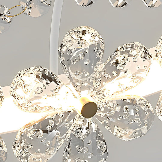 Flower Decor Crowns Crystal Glass Three-Step Dimming Nordic Chandelier