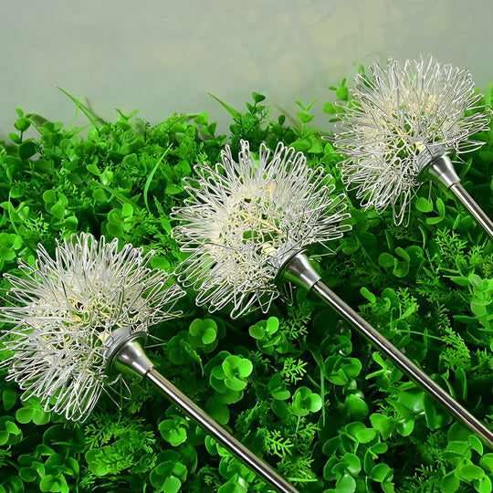 Elegant Aluminum LED Solar Dandelion Lights Dual Pack for Garden and Lawn