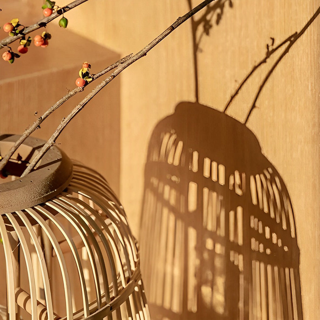 Handmade Rattan Lantern Shape Minimalist Japanese Style Pendant Light