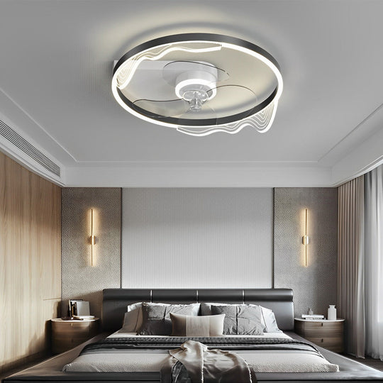 Round Modern Bladeless LED Ceiling Fan Lamp with Remote Control
