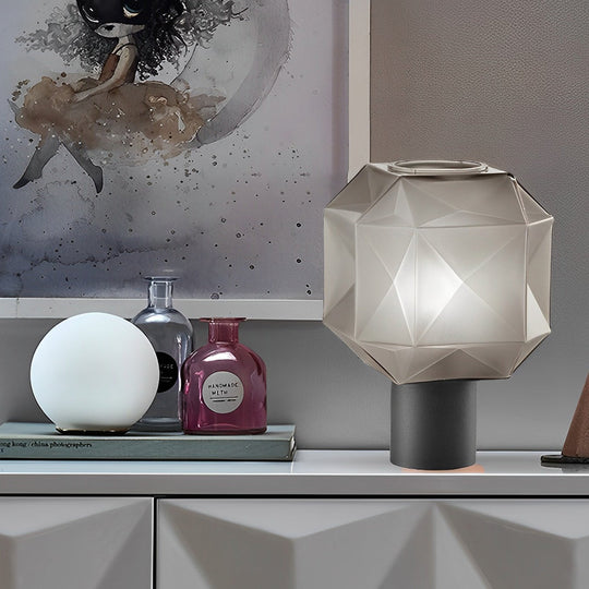 1-Light Cylinder Base Smoke Glass Orb Modern Table Lamp