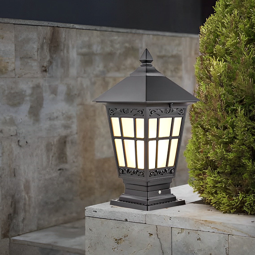 Waterproof Aluminum LED Brown Retro Solar Post Cap Lights Pillar Lamp