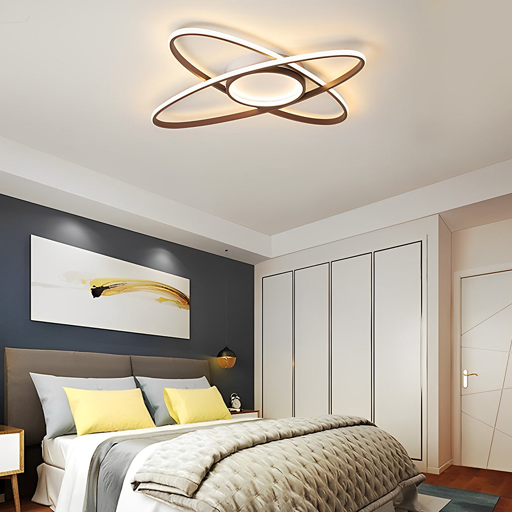 Overlapping Oval Dimmable LED Modern Flush Mount Ceiling Light