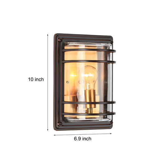 Vintage Aluminum Brown Glass Waterproof Modern Outdoor Wall Light