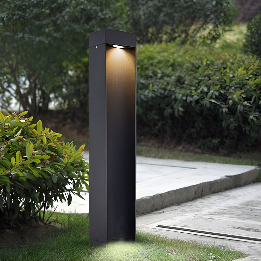 Modern 5W LED Black Outdoor Lawn Light with Open Front and Energy Efficient Design