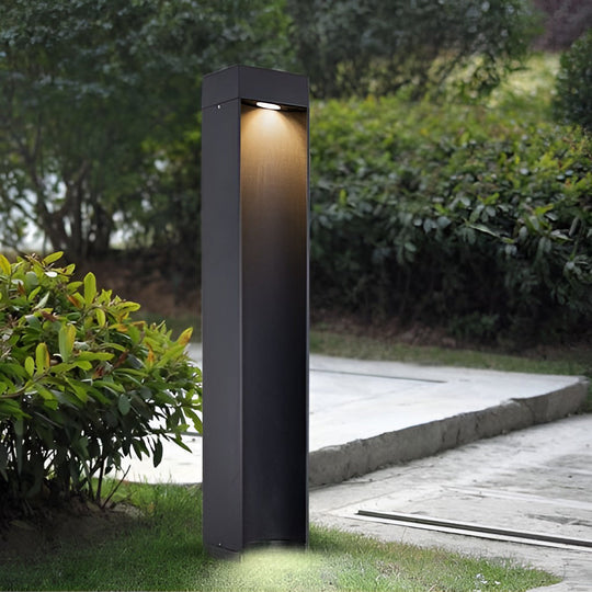 Modern 5W LED Black Outdoor Lawn Light with Open Front and Energy Efficient Design