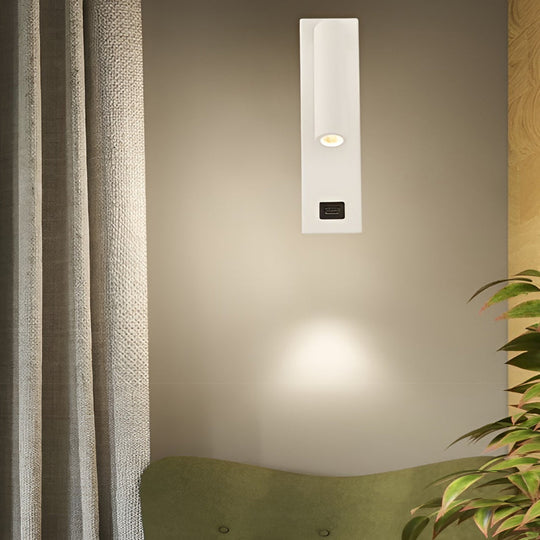 Rectangular Adjustable LED Wall Lamp with Switch &amp; USB Port