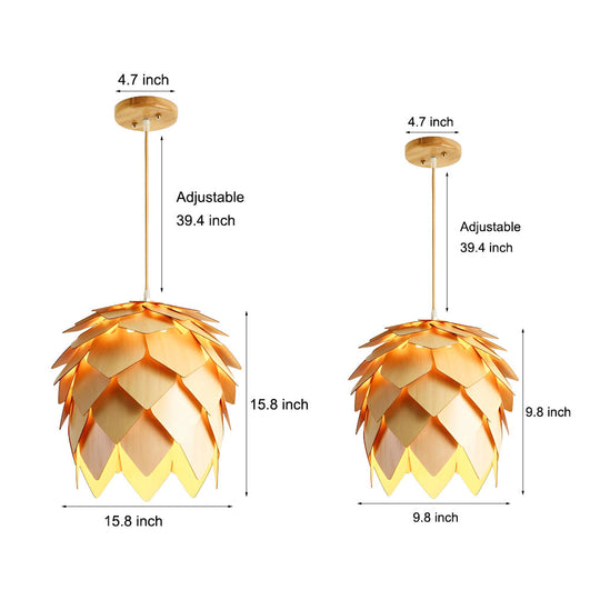 Creative Wood Pine Cones LED Japanese Style Chandelier