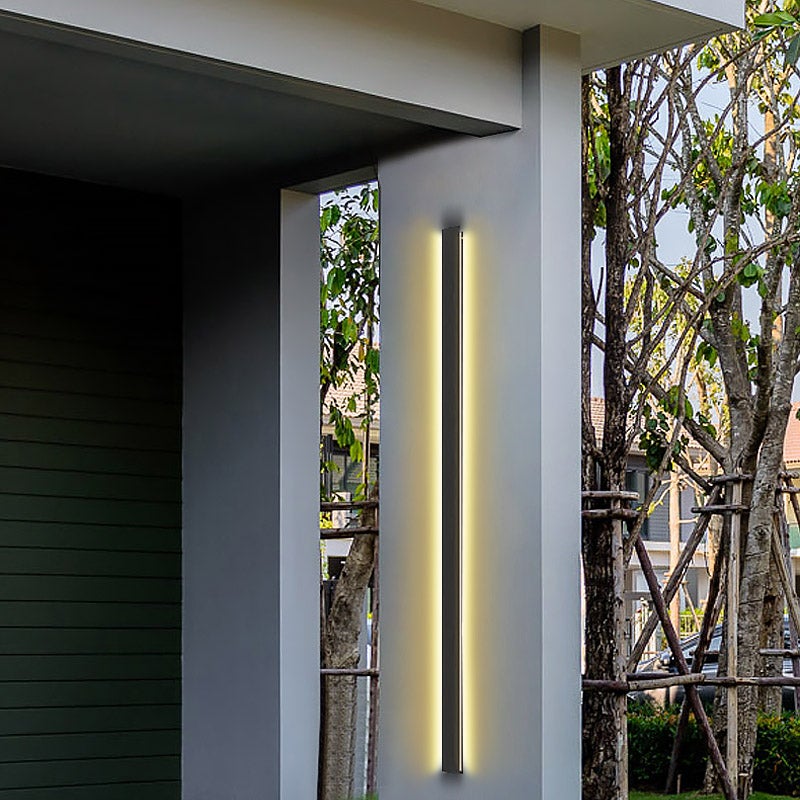 Black Long LED Linear Outdoor Wall Lights – Modern Waterproof Porch &amp; Garden Lighting