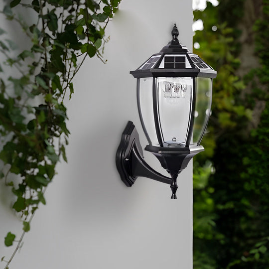 LED Waterproof Black Vintage Outdoor Solar Fence Post Lights with Remote