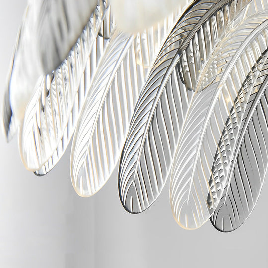 Acrylic Feathers Creative Three Step Dimming Modern Chandelier