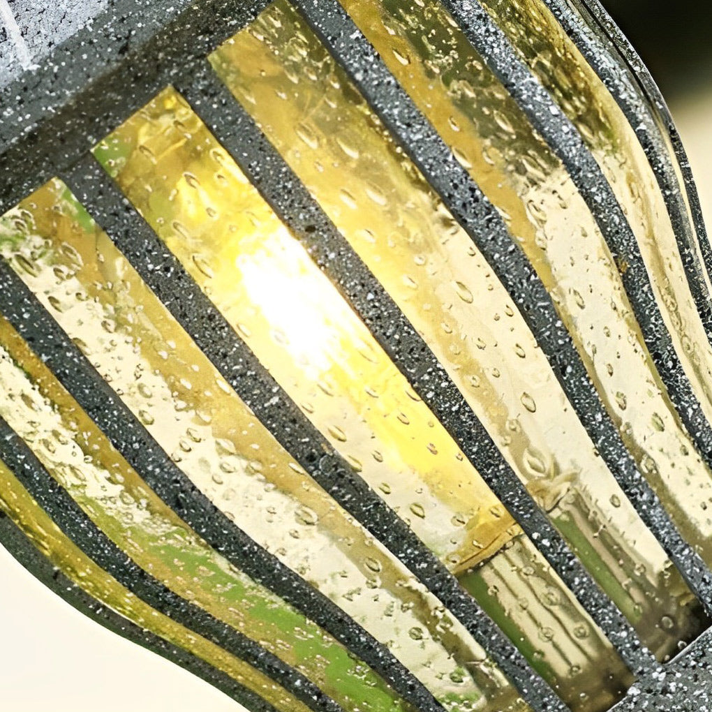 Hardwired Retro Aluminum Pathway Light with Caged Aluminum &amp; PC Lampshade