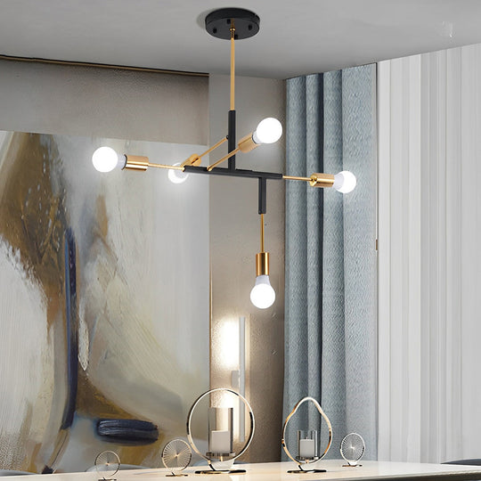 5 Lights LED Creative Branch Electroplated Iron Modern Chandelier Ceiling Light