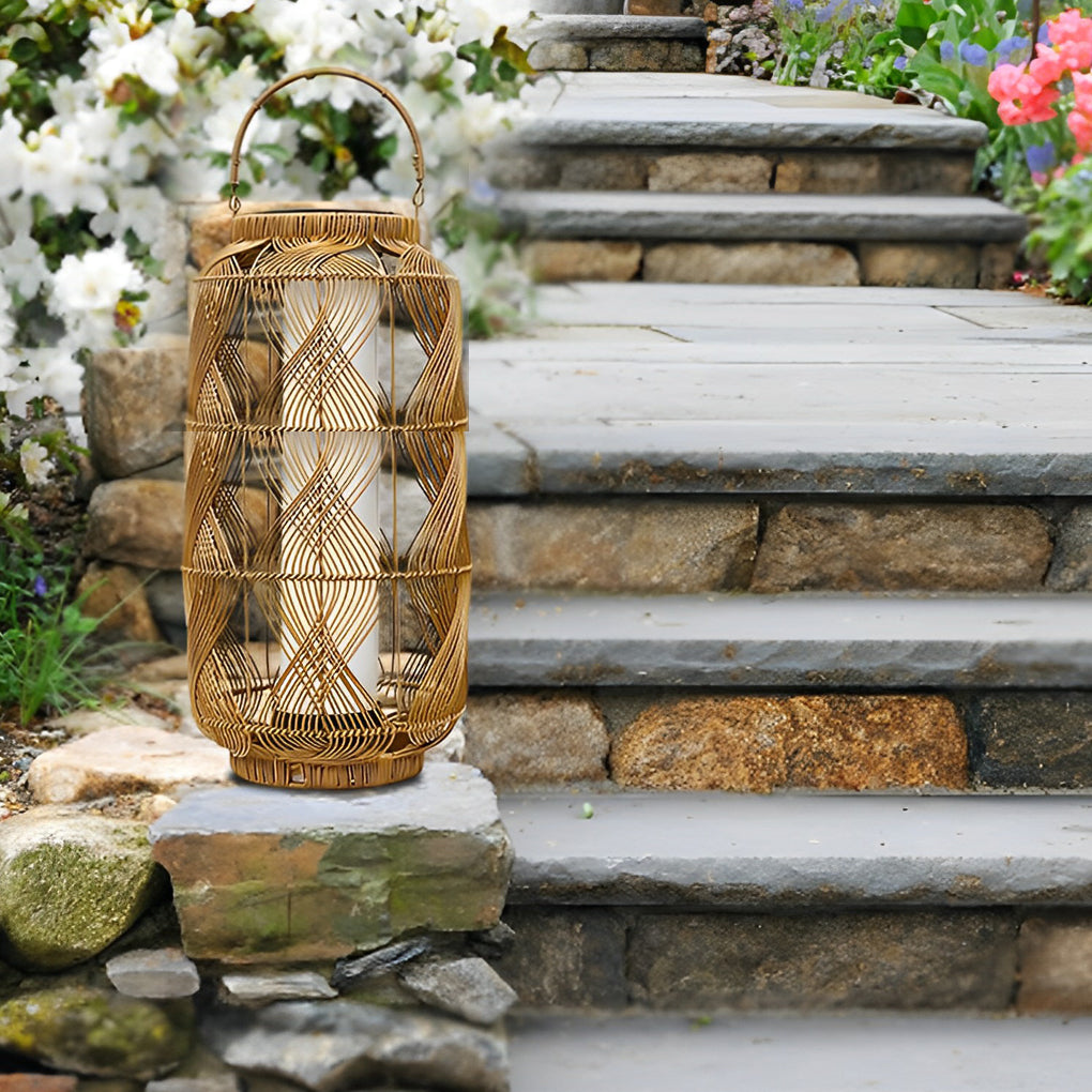 Rattan Waterproof LED Portable Solar Floor Lamp