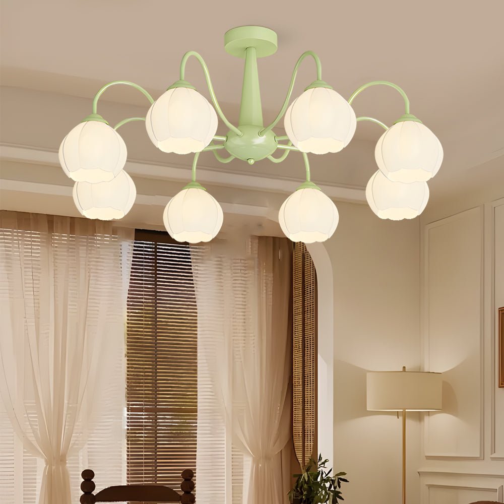 Orchid Flower Chandelier with 3-Step Dimming, 8 Lights