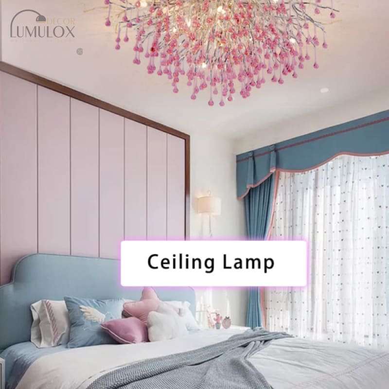 Creative Tree Branch LED Chandelier – Lovely Pink &amp; Blue Pendant Light for Bedrooms