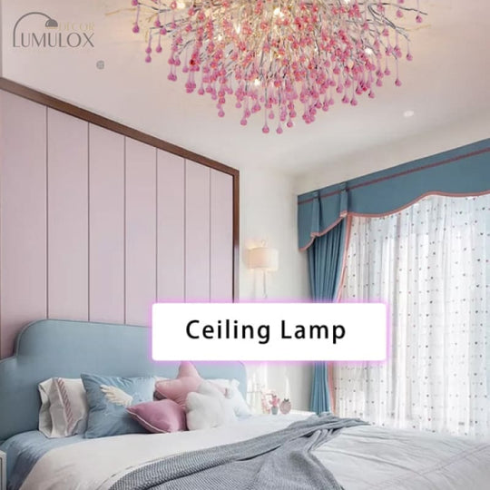 Creative Tree Branch LED Chandelier – Lovely Pink &amp; Blue Pendant Light for Bedrooms