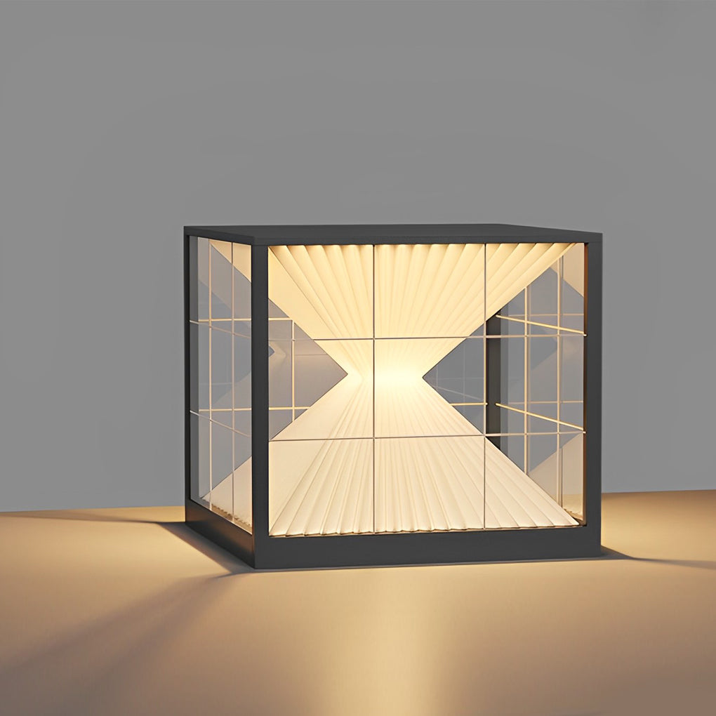 Square Hourglass Shape LED Solar Fence Post Lights Waterproof Outdoor