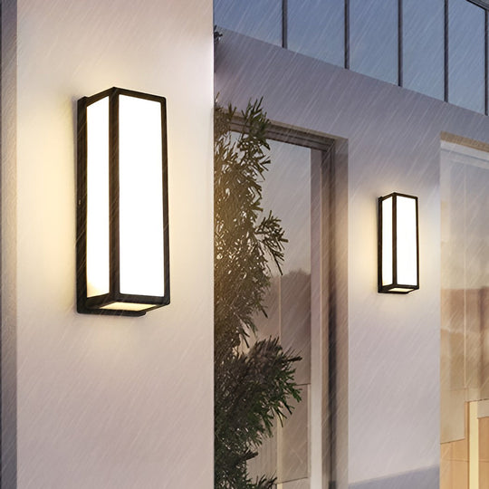 Rectangle LED Waterproof Motion Sensor Black Modern Wall Sconce Lighting