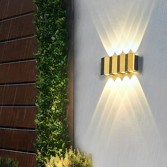 Black &amp; Gold Aluminum LED Outdoor Up Down Wall Light