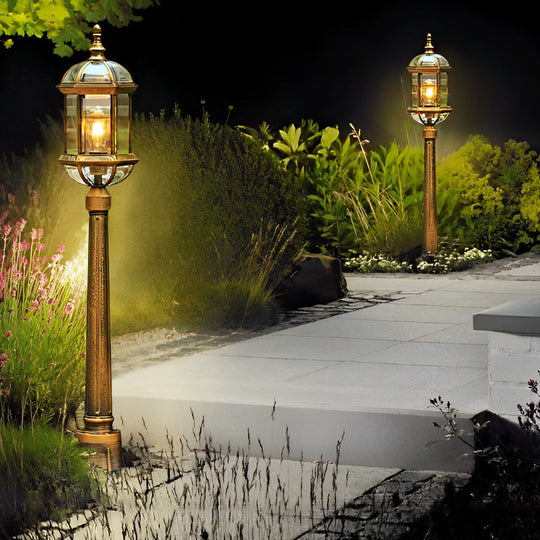 Vintage Golden LED Outdoor Pathway Light European Lawn Lamp
