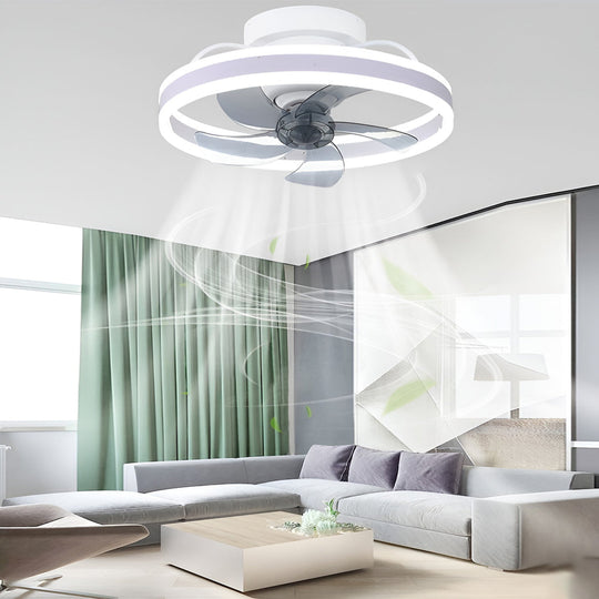 Round Stepless Dimming 360° Rotating LED Ceiling Fan Light