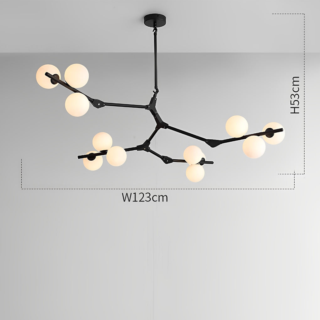 Nordic Style Modern Minimalist Cluster Metal Glass Chandelier – Black &amp; Gold