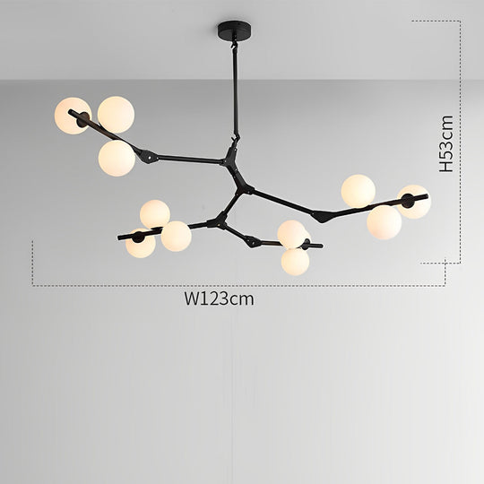 Nordic Style Modern Minimalist Cluster Metal Glass Chandelier – Black &amp; Gold