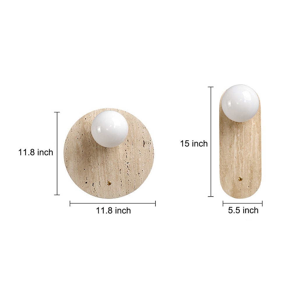 Round &amp; Long Yellow Travertine LED Wabi-Sabi Wall Lamp