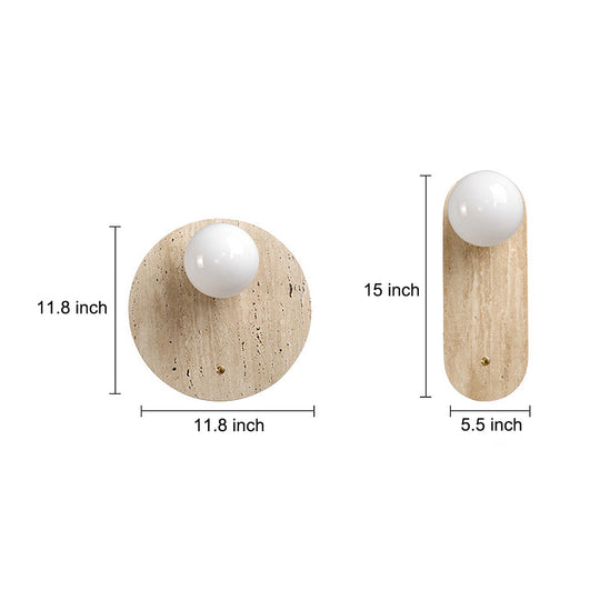 Round &amp; Long Yellow Travertine LED Wabi-Sabi Wall Lamp