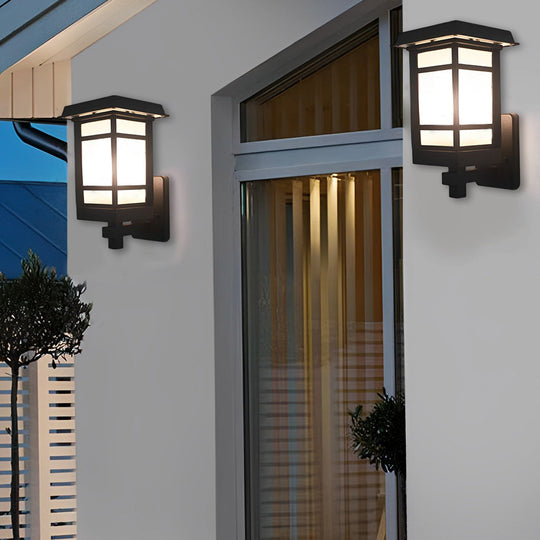 Vintage Waterproof LED Glass Matte Black Retro Wall Lamp – Exterior Lighting
