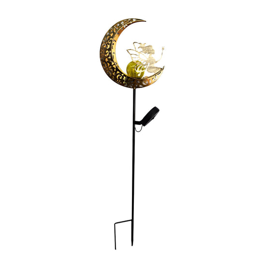 Mystical Moon &amp; Sun Flame Iron Hollow Projector Solar Garden Light