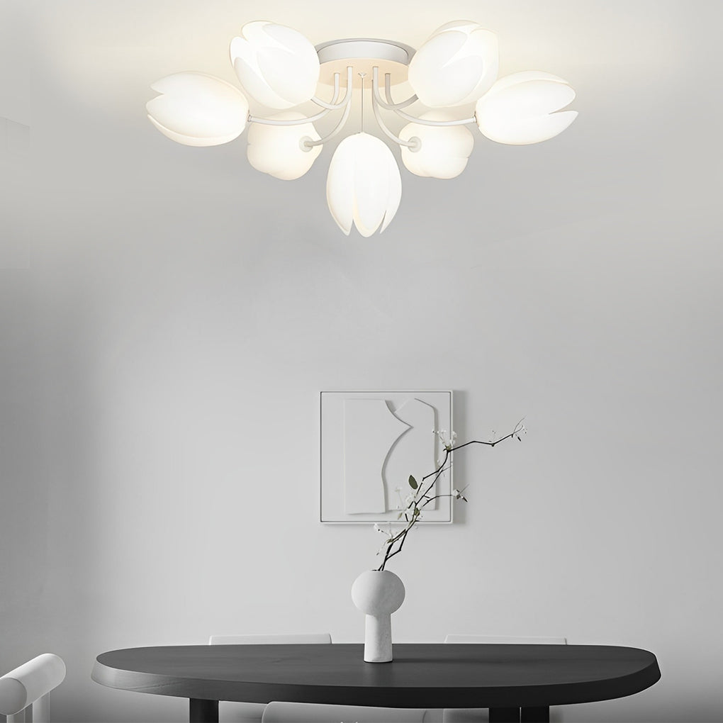 Tulips Flowers G9 14W White Minimalist Ceiling Light Chandelier