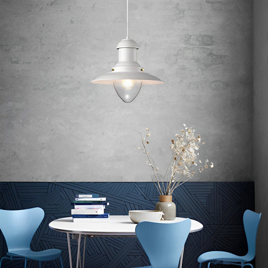 Round Retro Metal Hat Industrial Style Small Chandelier Pendant Light