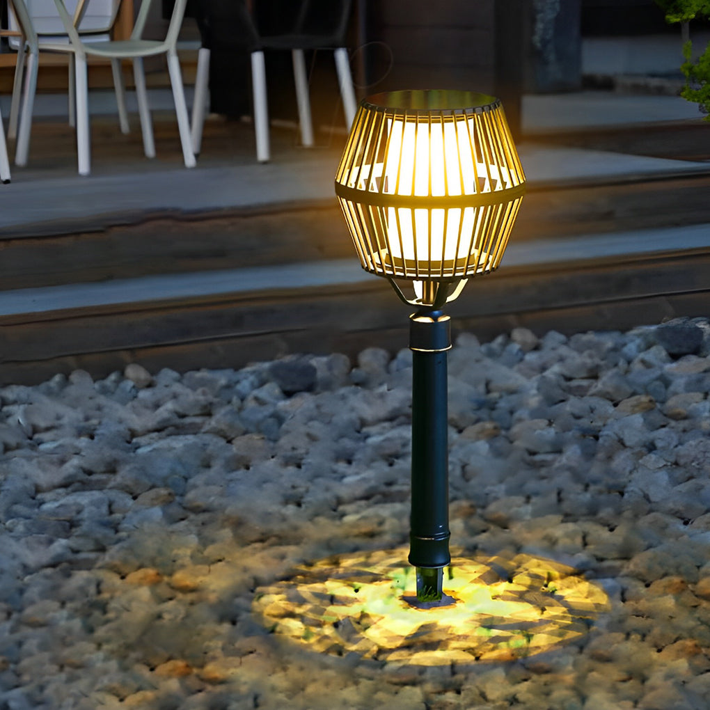 Modern Matte Black Solar Caged Lantern