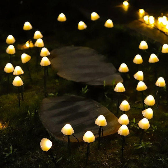 Outdoor Mini Mushroom RGB Solar 16.4 ft LED String Lights
