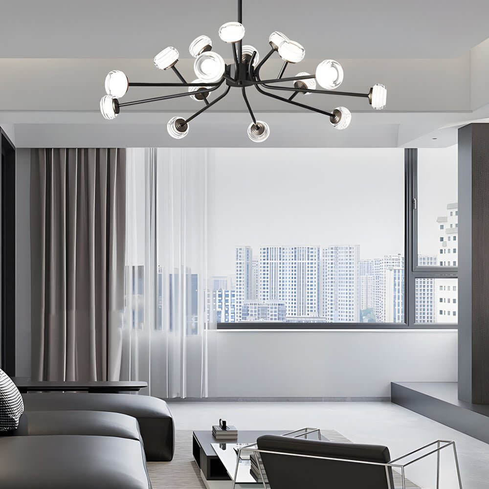 Black LED Sputnik Chandelier – 9 or 16 Light Options