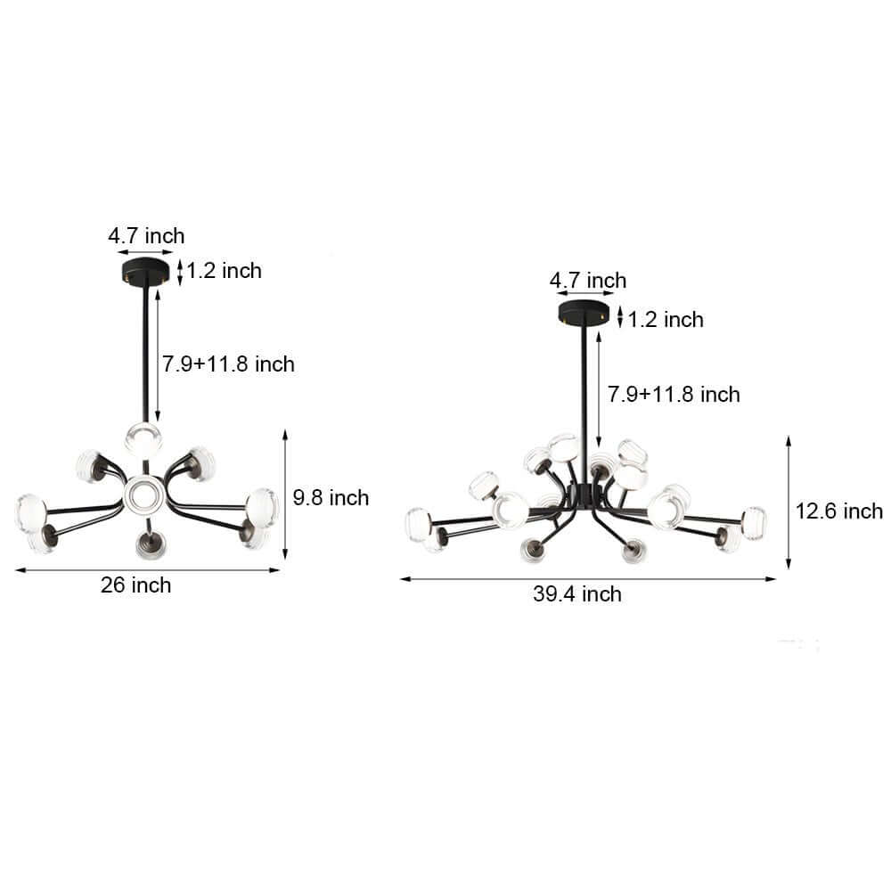 Black LED Sputnik Chandelier – 9 or 16 Light Options