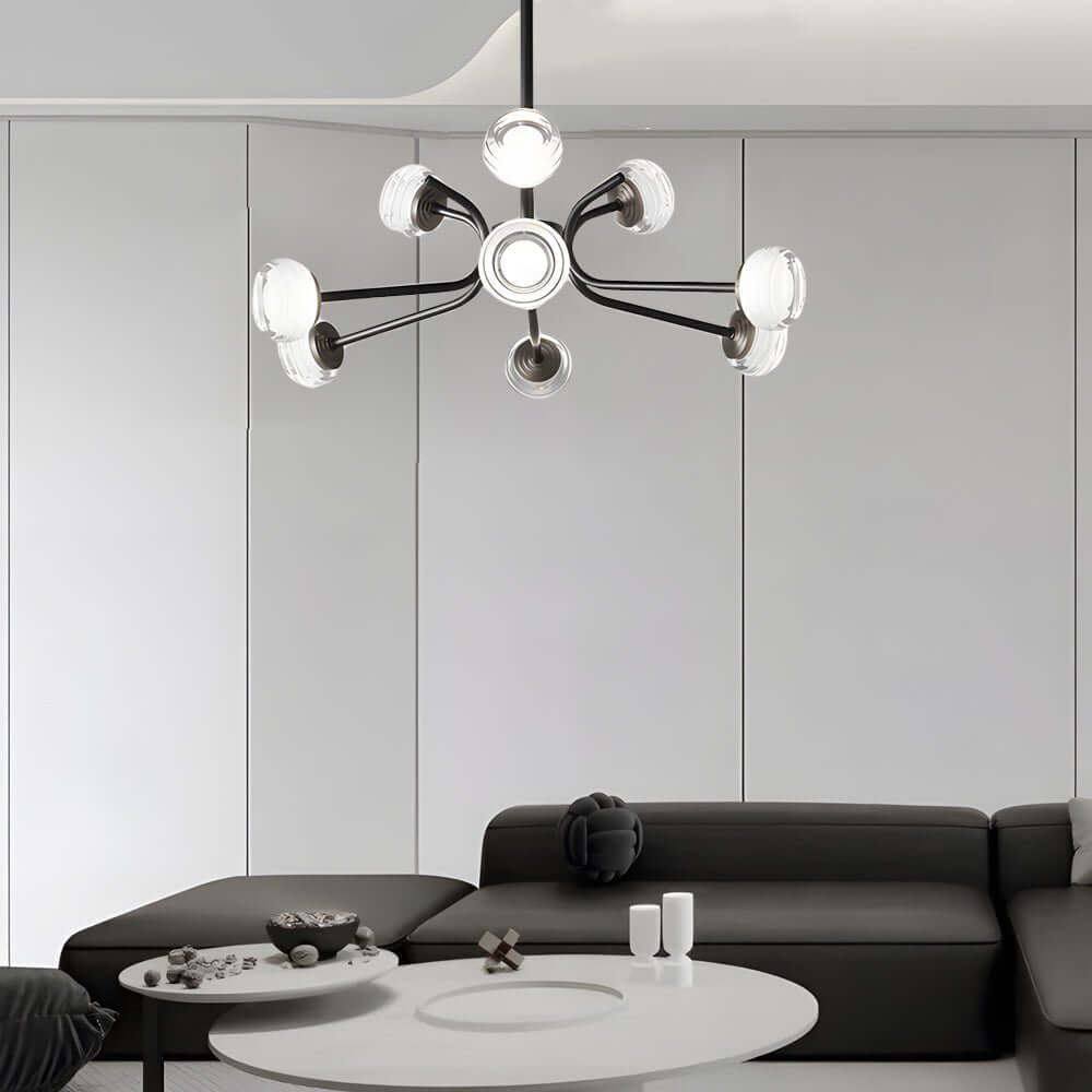 Black LED Sputnik Chandelier – 9 or 16 Light Options