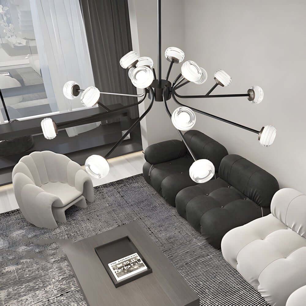 Black LED Sputnik Chandelier – 9 or 16 Light Options