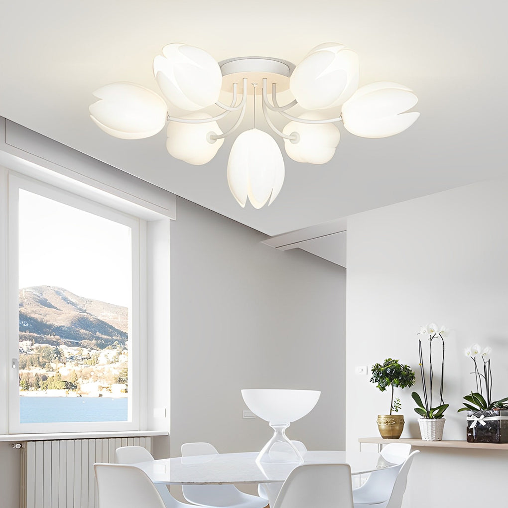 Tulips Flowers G9 14W White Minimalist Ceiling Light Chandelier