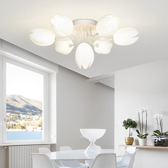 Tulips Flowers G9 14W White Minimalist Ceiling Light Chandelier