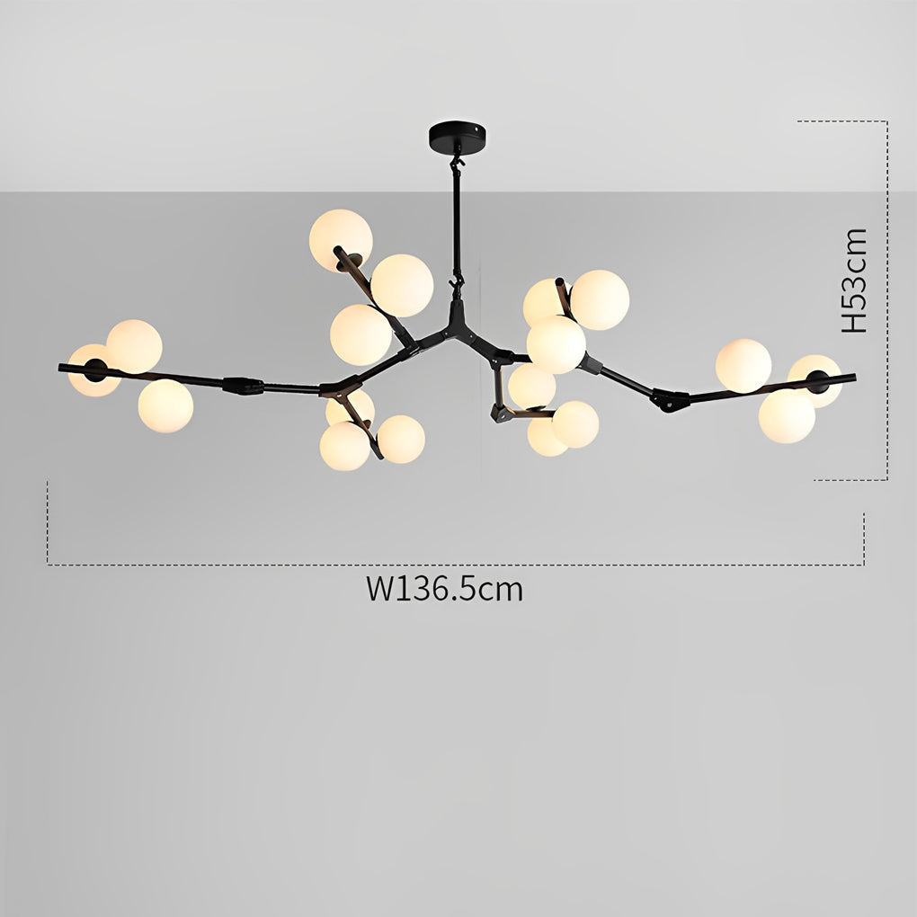 Nordic Style Modern Minimalist Cluster Metal Glass Chandelier – Black &amp; Gold