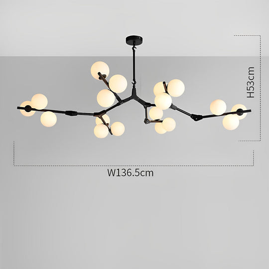 Nordic Style Modern Minimalist Cluster Metal Glass Chandelier – Black &amp; Gold