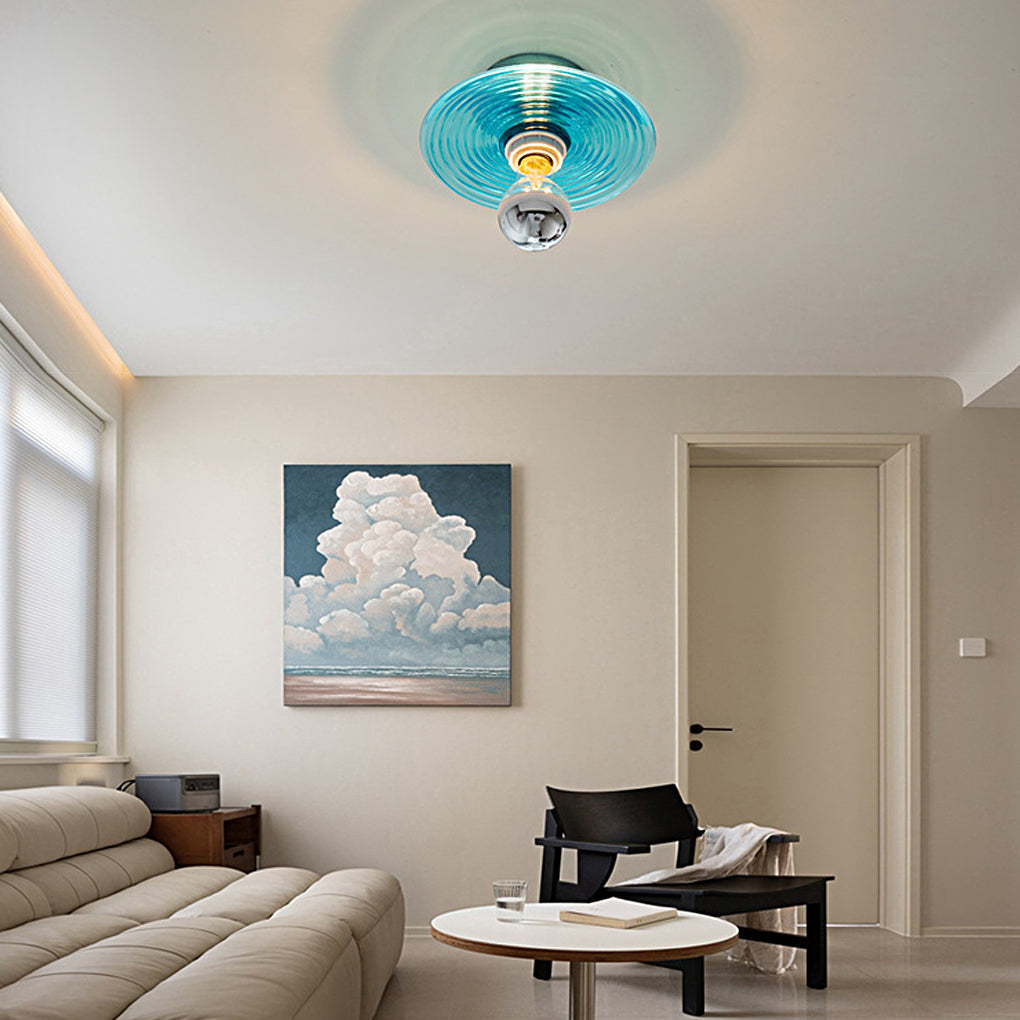 Round Stripes Glass Electroplated Modern Wall Lamp