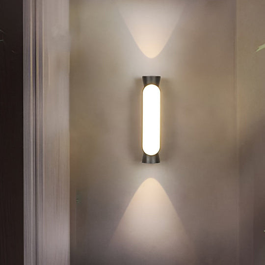 Waterproof LED Up and Down Lights Black Modern Outdoor Wall Sconce Lighting